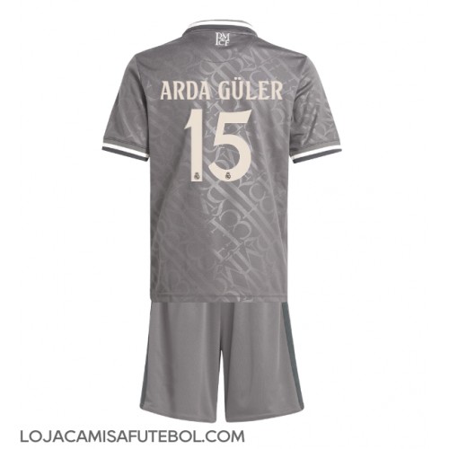 Camisa de Futebol Real Madrid Arda Guler #15 Equipamento Alternativo Infantil 2024-25 Manga Curta (+ Calças curtas)